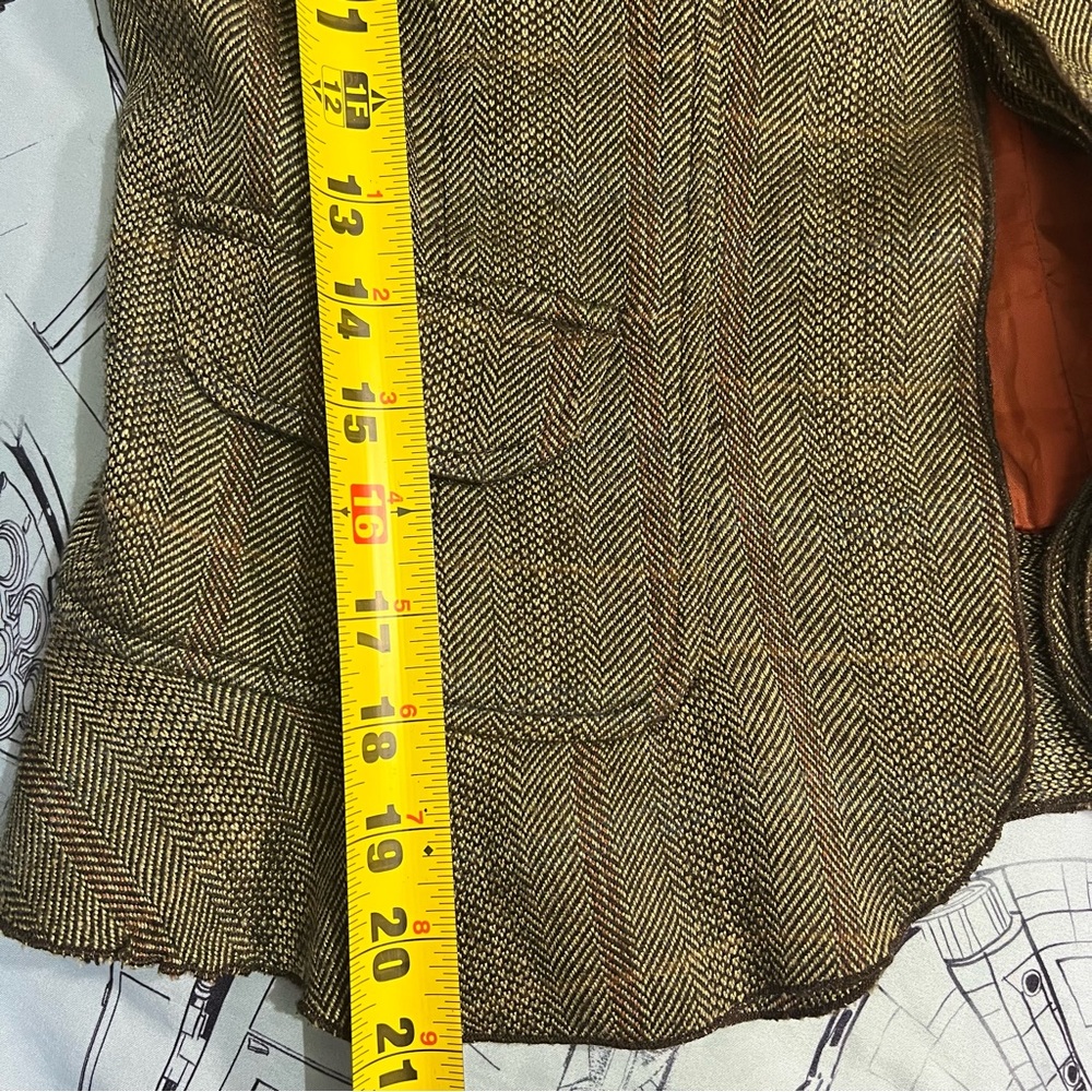 Coldwater Creek Brown Tweed Embroidered Blazer with Rust Lining - Picture 7 of 11